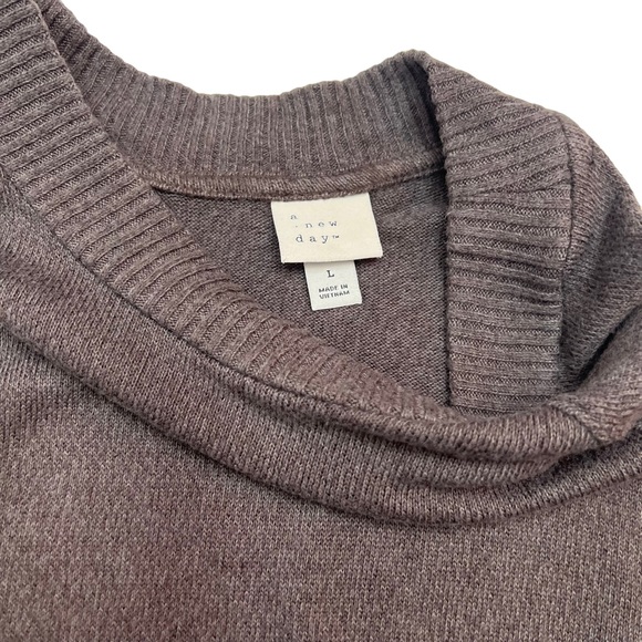 A New Day Grey Crew Neck Long Sleeve Sweater Tie Waist Size L - Picture 13 of 14